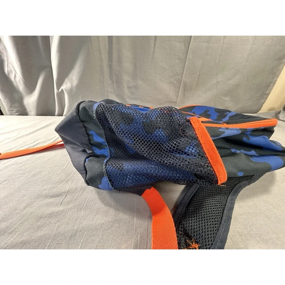 PB Teen Pottery Barn Blue Camo Backpack Vibrant Orange Trim